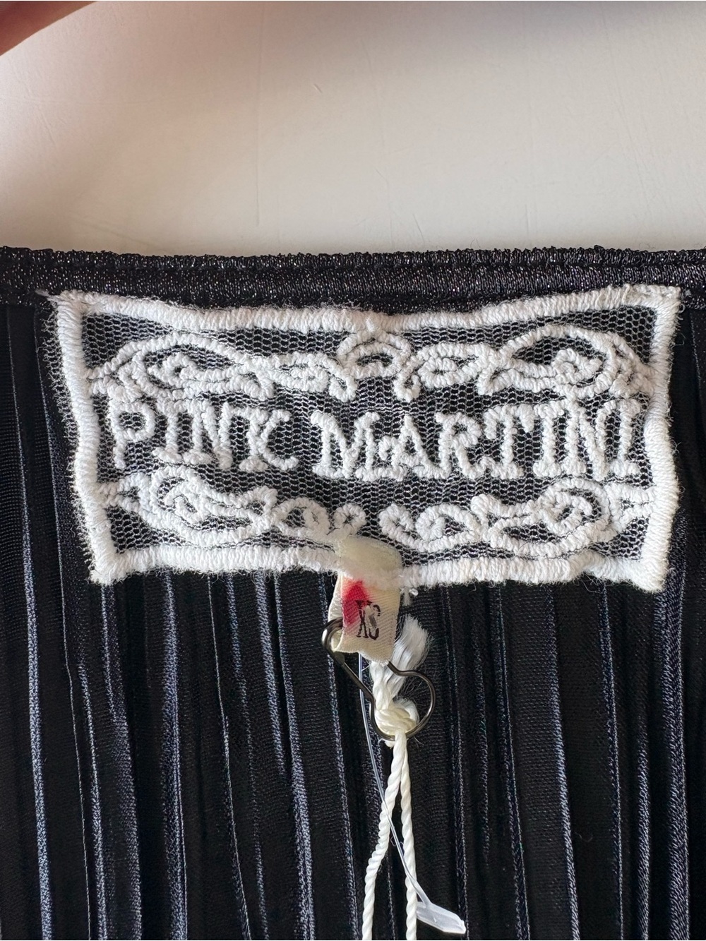Pink Martini Black Metallic-Stripe Wrap Midi Dress - Picture 2 of 7